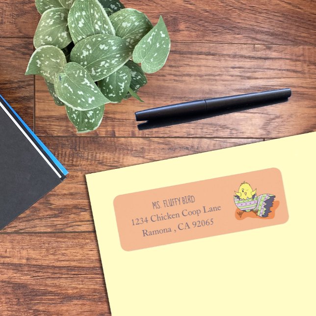 Cute Chick in Egg Shell Return Address Labels (Cute chick Easter return address labels )