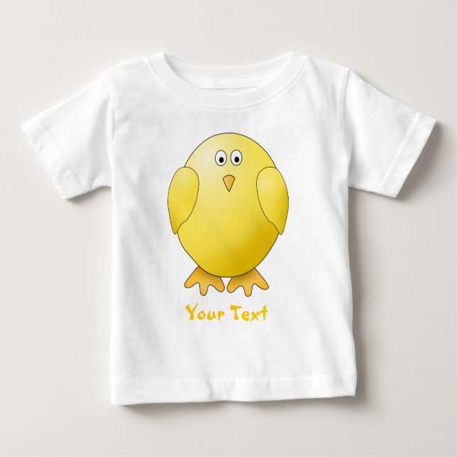 Cute Chick. Little Yellow Bird. Custom Text Baby T-Shirt (Front)
