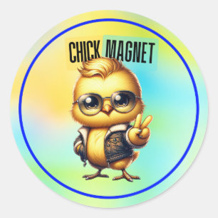 Cute Chick Magnet Funny Easter Classic Round Sticker
