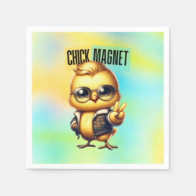 Cute Chick Magnet Funny Easter Napkin (Front)