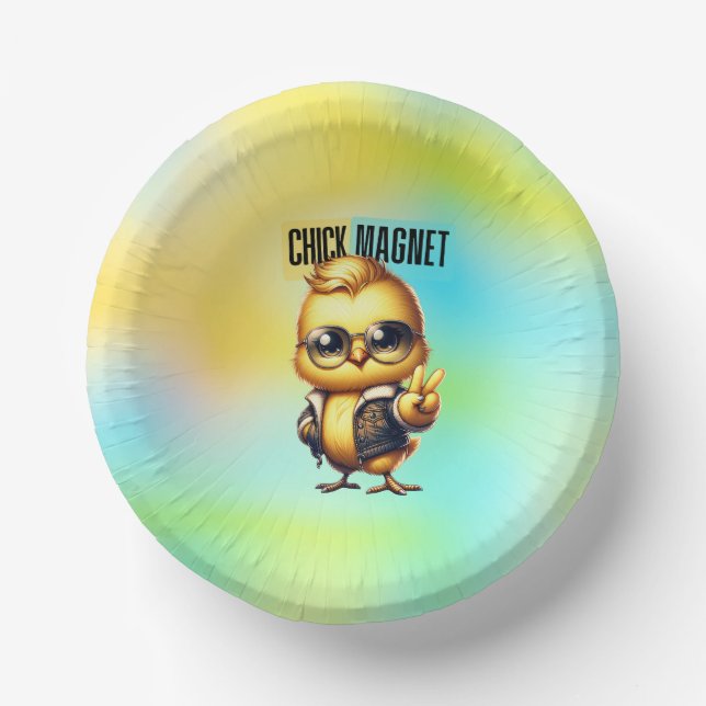 Cute Chick Magnet Funny Easter Paper Plate (Front)