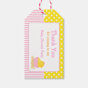 Cute Chick Pink Girl Thank You Gift Tag