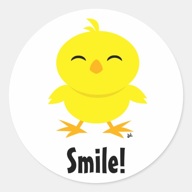 Cute Chick Smile Sticker (Front)