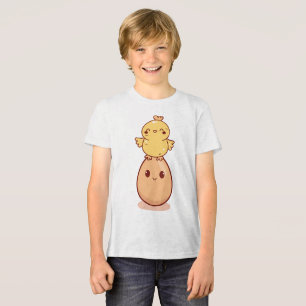 Cute Chick Standing on Smiling Egg Tri-Blend Shirt