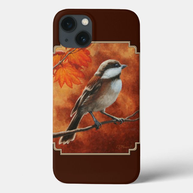 Cute Chickadee and Fall Colours Case-Mate iPhone Case (Back)