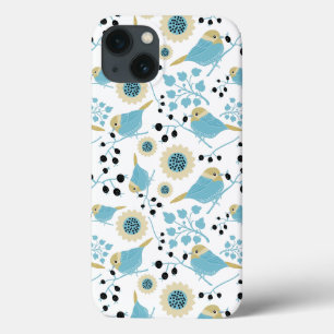 Cute Chickadee Bird Pattern Art iPhone 13 Case