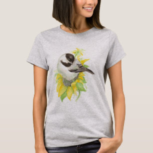 Cute Chickadee, Bird, Sunflower, Garden, Nature T-Shirt