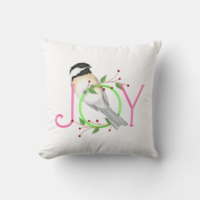 Cute Chickadee "Joy" Cushion (Front)