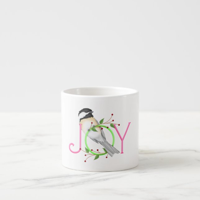 Cute Chickadee "Joy" Espresso Cup (Front)