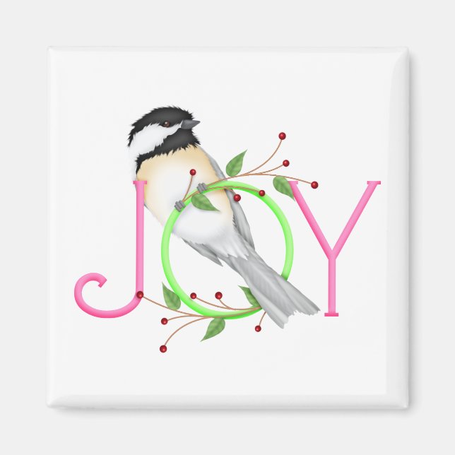 Cute Chickadee "Joy" Magnet (Front)
