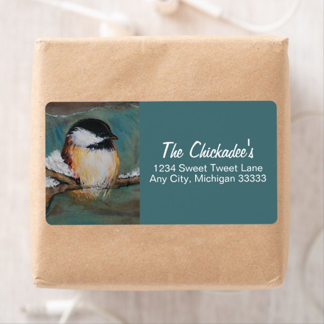 Cute Chickadee Song Bird Art Label (Insitu)