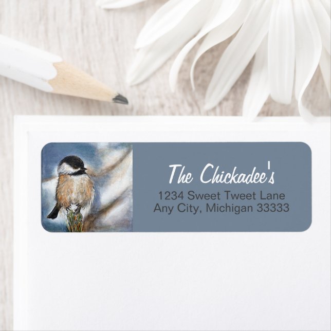 Cute Chickadee Song Bird Winter Painting (Insitu)