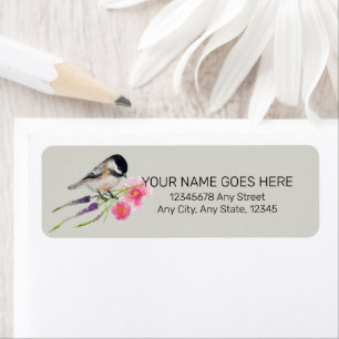 Cute Chickadee Watercolor Art Label