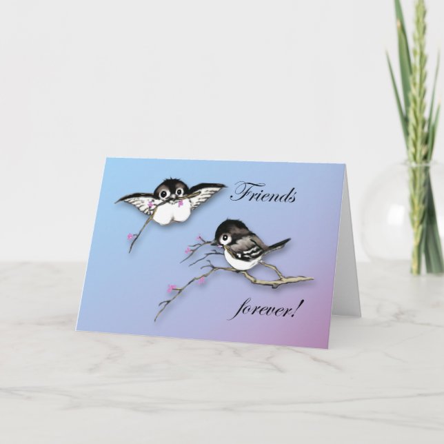 Cute Chickadees Card Friends Forever (Front)