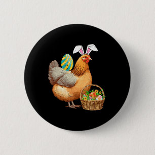 Cute Chicken And Bunny Ears Easter Egg Easter Day 6 Cm Round Badge