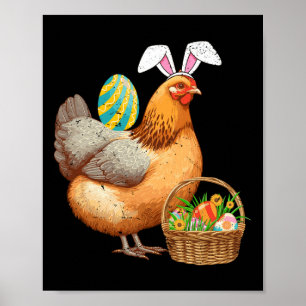 Cute Chicken And Bunny Ears Easter Egg Easter Day  Poster