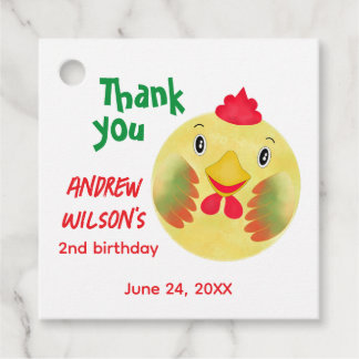 Cute Chicken Ball Rustic Farm Party Animal Favour Tags