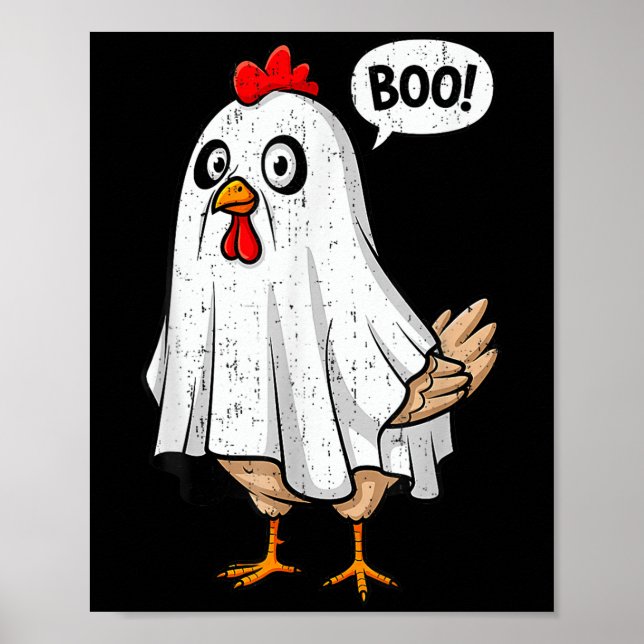 Cute Chicken Boo Happy Halloween Costume Men Women Poster (Front)