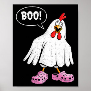 Cute Chicken Boo With Pink Shoes Funny Halloween M Poster