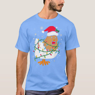 Cute Chicken Christmas Tree Lights Farmer Animal L T-Shirt