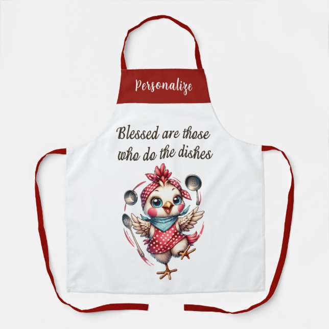 Cute Chicken Cooking Funny Kitchen Quote Apron (Front)