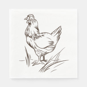 Cute Chicken Country Farm Farmer Birthday Party Napkin