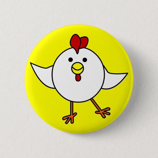 Cute Chicken Dance - White and Yellow 6 Cm Round Badge (Front)