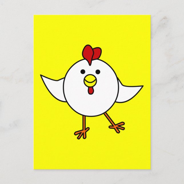 Cute Chicken Dance - White and Yellow Postcard (Front)