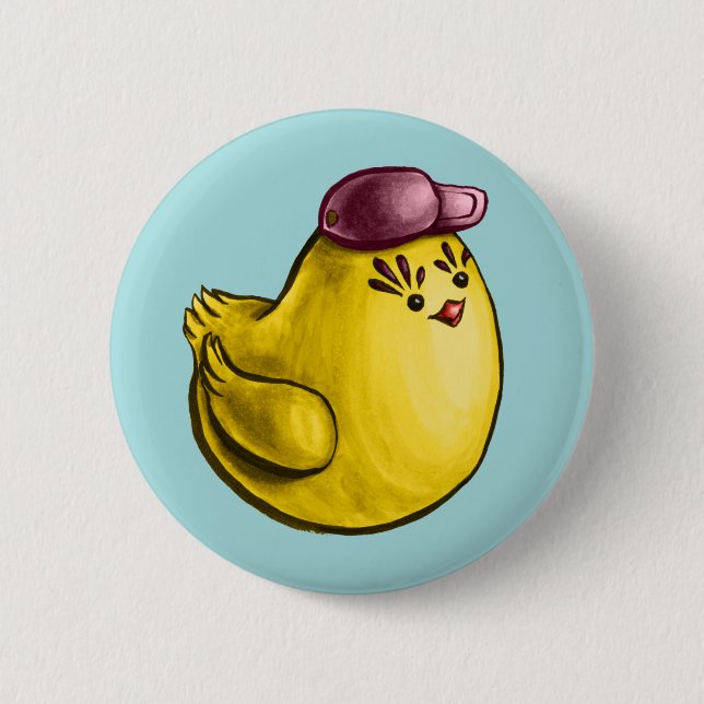Cute Chicken Design – Funny Yellow Chick Easter 6 Cm Round Badge (Front)