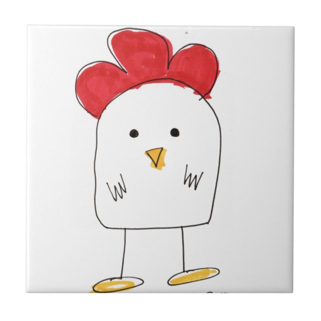 Cute Chicken Dolby Doodle Tile (Front)