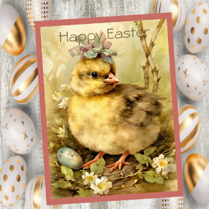 Cute Chicken Easter Eggs Forest Holiday Card