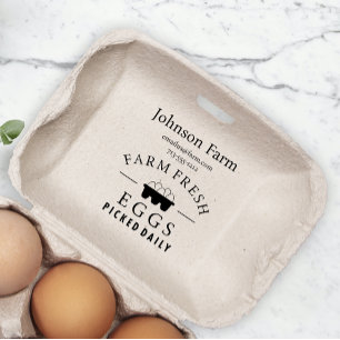 Cute Chicken Farm Fresh Eggs Carton Add Name Rubber Stamp