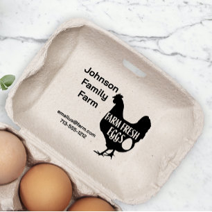 Cute Chicken Farm Fresh Eggs Carton Add Name Rubber Stamp