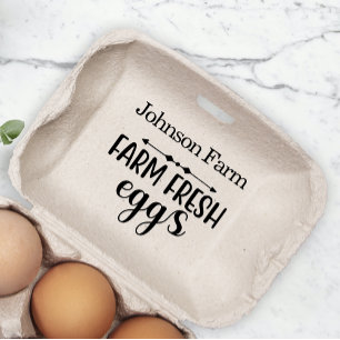 Cute Chicken Farm Fresh Eggs Carton Add Name Rubber Stamp