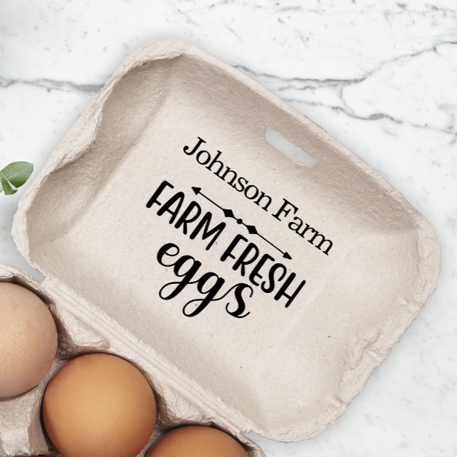 Cute Chicken Farm Fresh Eggs Carton Add Name Rubber Stamp (Creator Uploaded)