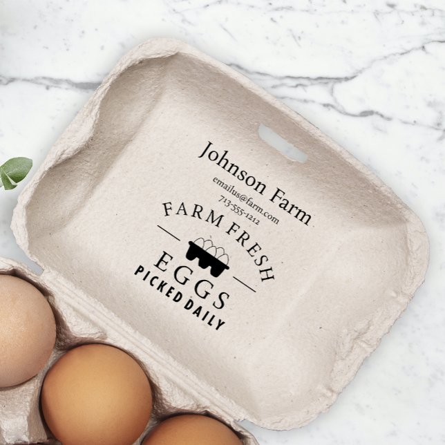 Cute Chicken Farm Fresh Eggs Carton Add Name Rubber Stamp (Creator Uploaded)