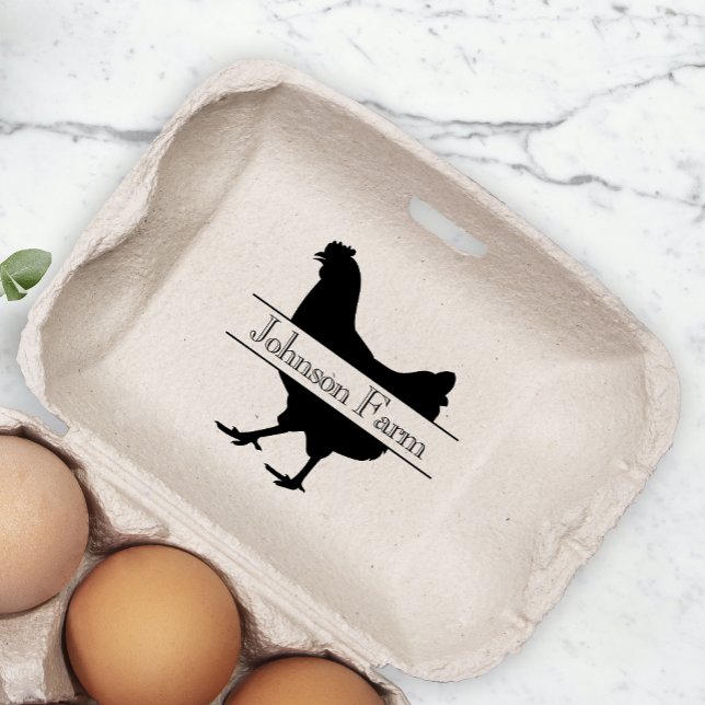 Cute Chicken Farm Fresh Eggs Carton Add Name Rubber Stamp (Creator Uploaded)