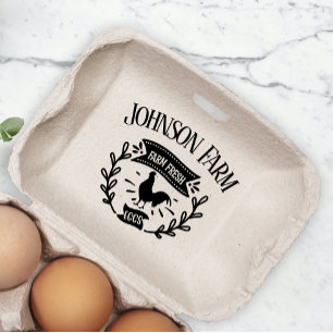 Cute Chicken Farm Fresh Eggs Carton Add Name Rubber Stamp