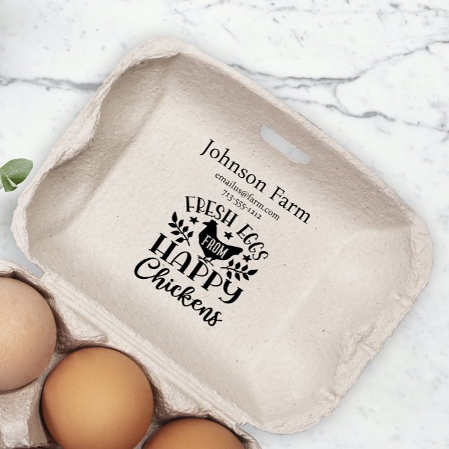 Cute Chicken Farm Fresh Eggs Carton Add Name Rubber Stamp (Creator Uploaded)