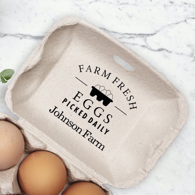 Cute Chicken Farm Fresh Eggs Carton Add Name Rubber Stamp (Creator Uploaded)