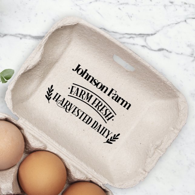 Cute Chicken Farm Fresh Eggs Carton Add Name Rubber Stamp (Creator Uploaded)