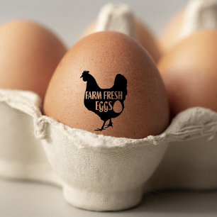 Cute Chicken Farm Fresh Eggs Carton Rubber Stamp
