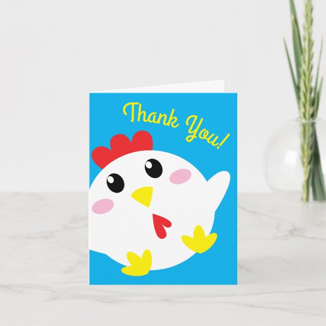 Cute Chicken Farm Kids 1st Birthday Party Card (Front)