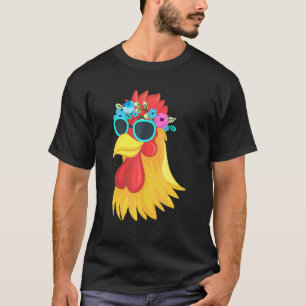 Cute Chicken Farmer Floral Crown Hippie Farm Anima T-Shirt