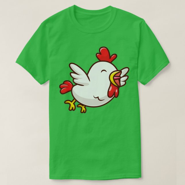 Cute Chicken Flying Cartoon T-Shirt (Design Front)