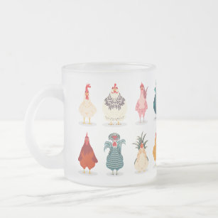 Cute Chicken Frosted Glass Coffee Mug