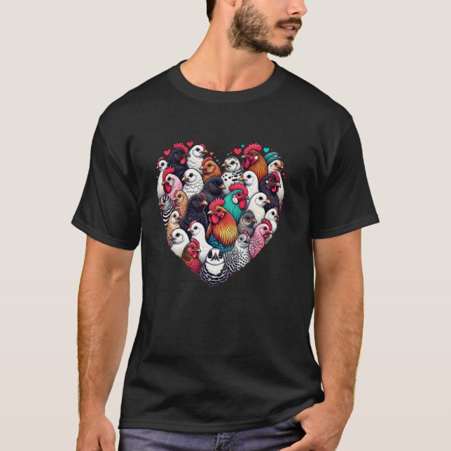 Cute Chicken Heart Art T-Shirt (Front)