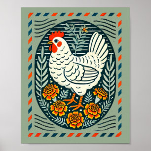 Cute Chicken Hen Coop Keeper Poster