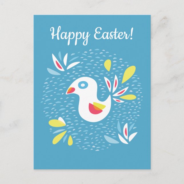 Cute Chicken In Spring Abstract Bird Holiday Postcard (Front)