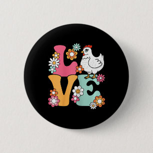 Cute Chicken Love Groovy Chicken Lover Hen Women G 6 Cm Round Badge
